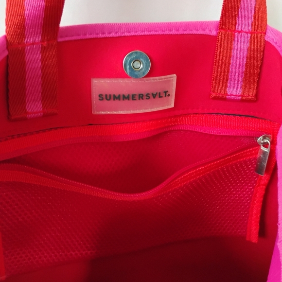 Summersalt x FabFitFun Pink & Red Neoprene Beach Summer Tote Bag Swimming Pool - Picture 9 of 16